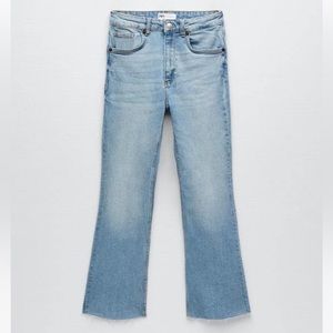 Zara high rise flare cropped jeans, light wash